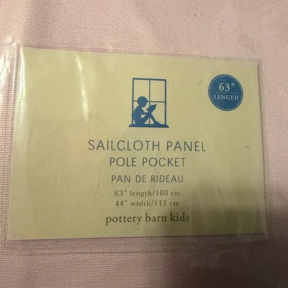 Pottery Barn Kids Pink 63x44 Sailcloth Panel Pole Pocket Pair - Picture 4 of 5